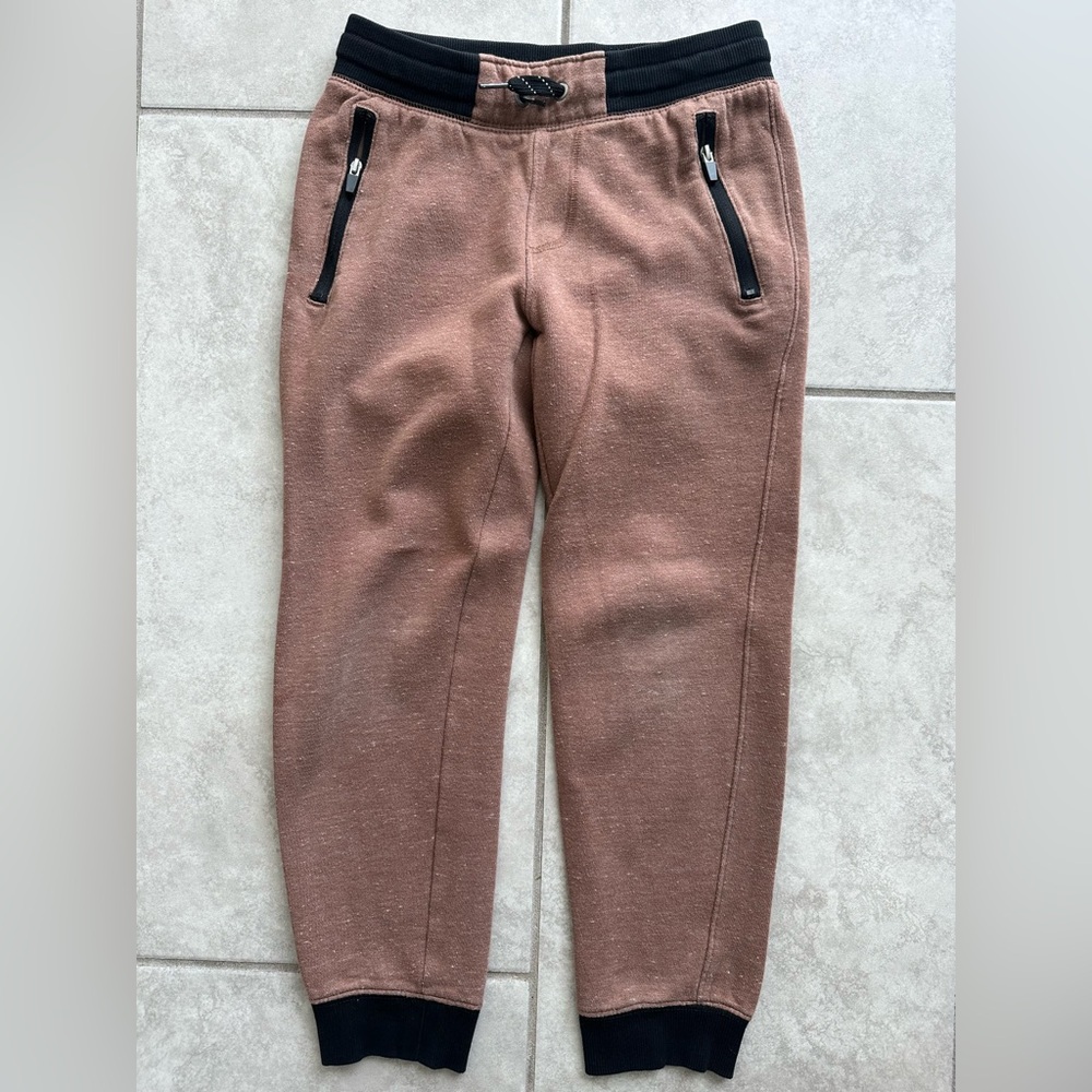 Old Navy Kids Brown Joggers with Black Zipper Accents